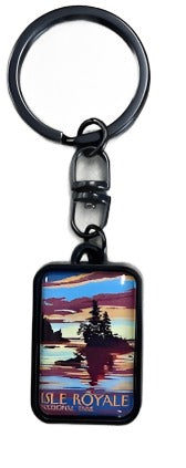 1602 Moose Swimming at Sunset Keychain