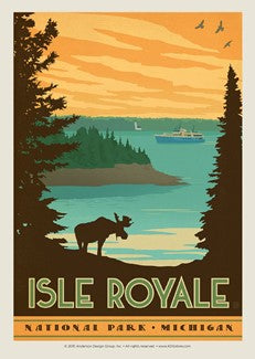 0817 Large Isle Royale Retro Poster with box/mailing tube