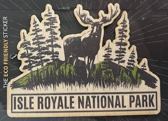 1904 Isle Royale Moose Cutout Wooden Sticker