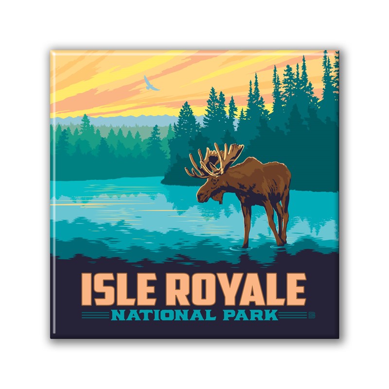 1519 Isle Royale Morning Moose magnet