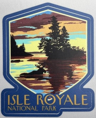 1520 Die-cut Moose swimming at sunset stickers