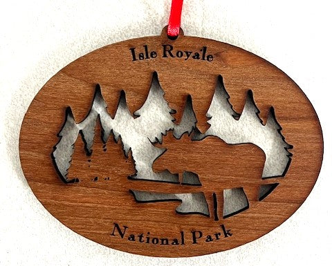 1250 ISRO wood moose ornament