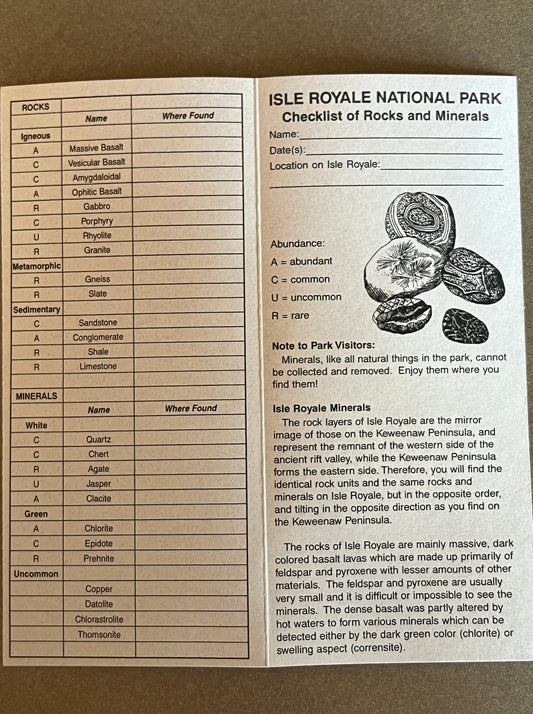 0910 Checklist of Rocks