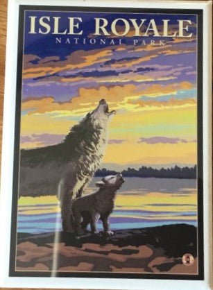 1505 Isle Royale Wolf & Pup Sunset  Magnet